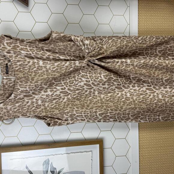 J. McLaughlin Lynda Tan Leopard Print Faux Suede Dress - Size - XL - Picture 7 of 7